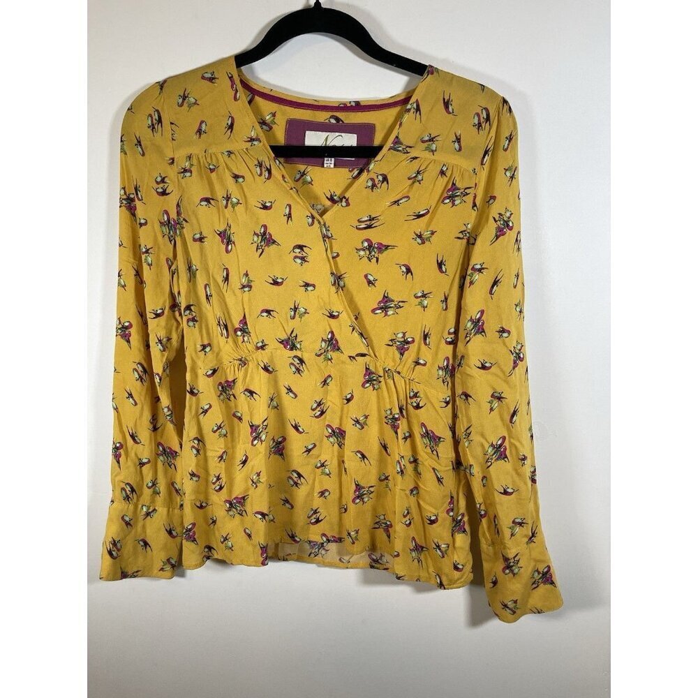 Anthropologie Yellow Bird Floral Long Sleeve Lightweight Blouse Boho Hippie Sz 6
